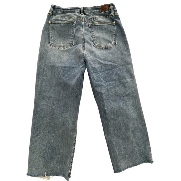 Judy Blue Wide Leg High RIse Distressed Raw Hem Denim Size 13 - Picture 2 of 7
